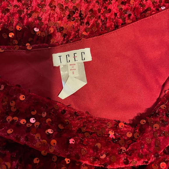 TCEC Sparkling Red One-Shoulder Dress - Picture 2 of 2